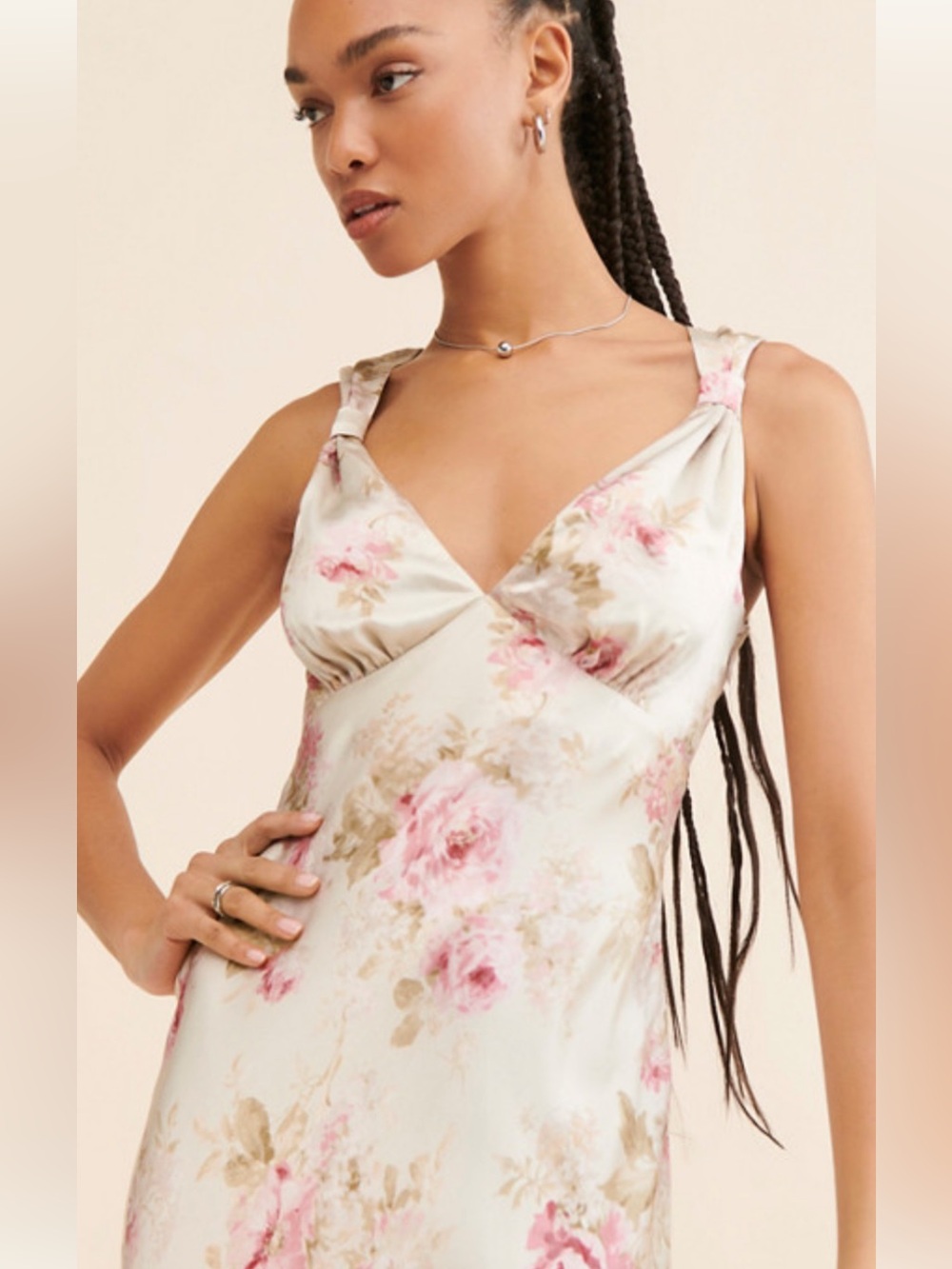 Anthropologie Maison Amory Candlelight Satin Floral Slip Dress Large
